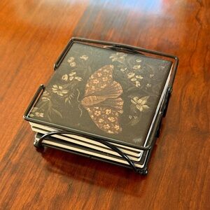 Primitives by Kathy Black and Brown Floral Butterfly Coasters